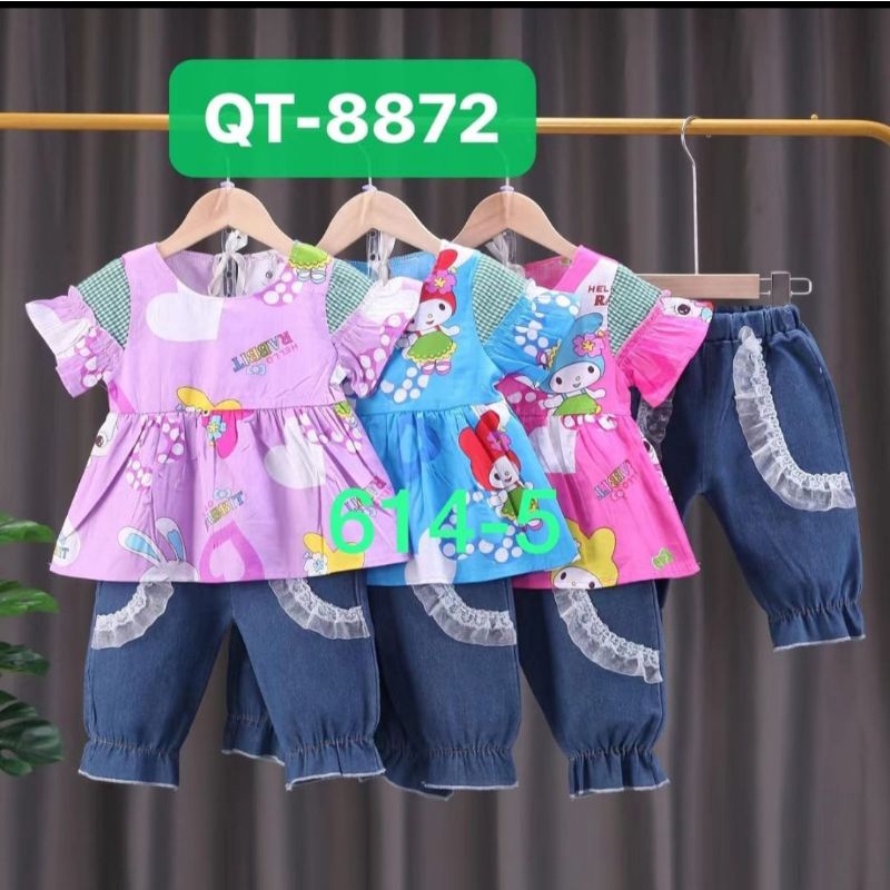 Setelan Anak Perempuan Import Katun dan Calana Jeans 1-3 Tahun