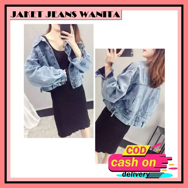 Baju Jaket Jeans Jins Crop Krop Top Denim Levis Lepis Remaja Oversize Outer Rompi Wanita Cewek Perem