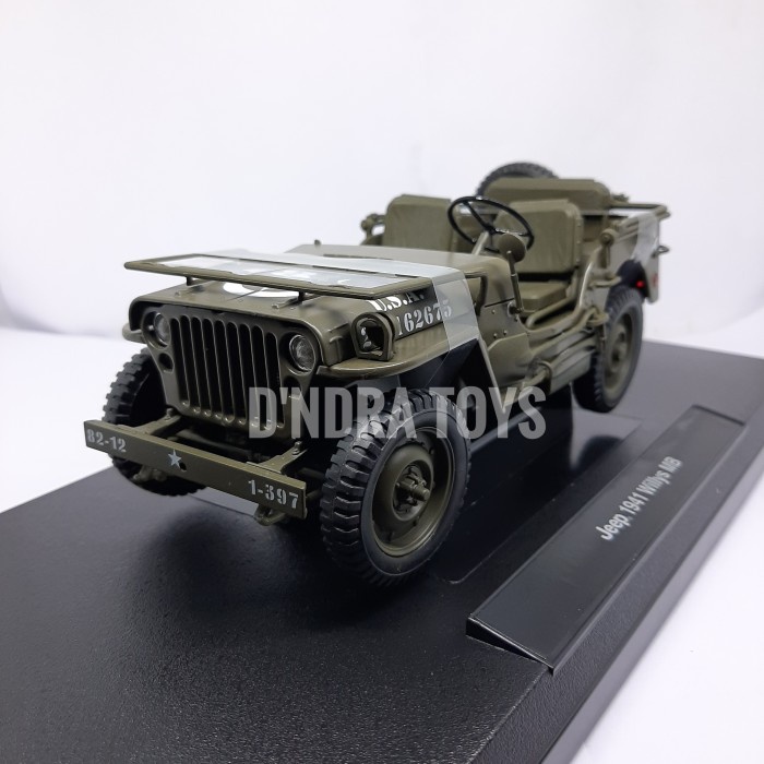 Diecast Miniatur Mobil Jeep Willys MB 1941 Open Top DieCast Welly 1:18
