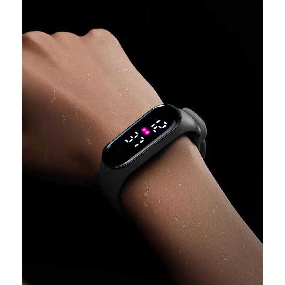 Jam Tangan Digital LED Bahan Silikon - SM161 - Black