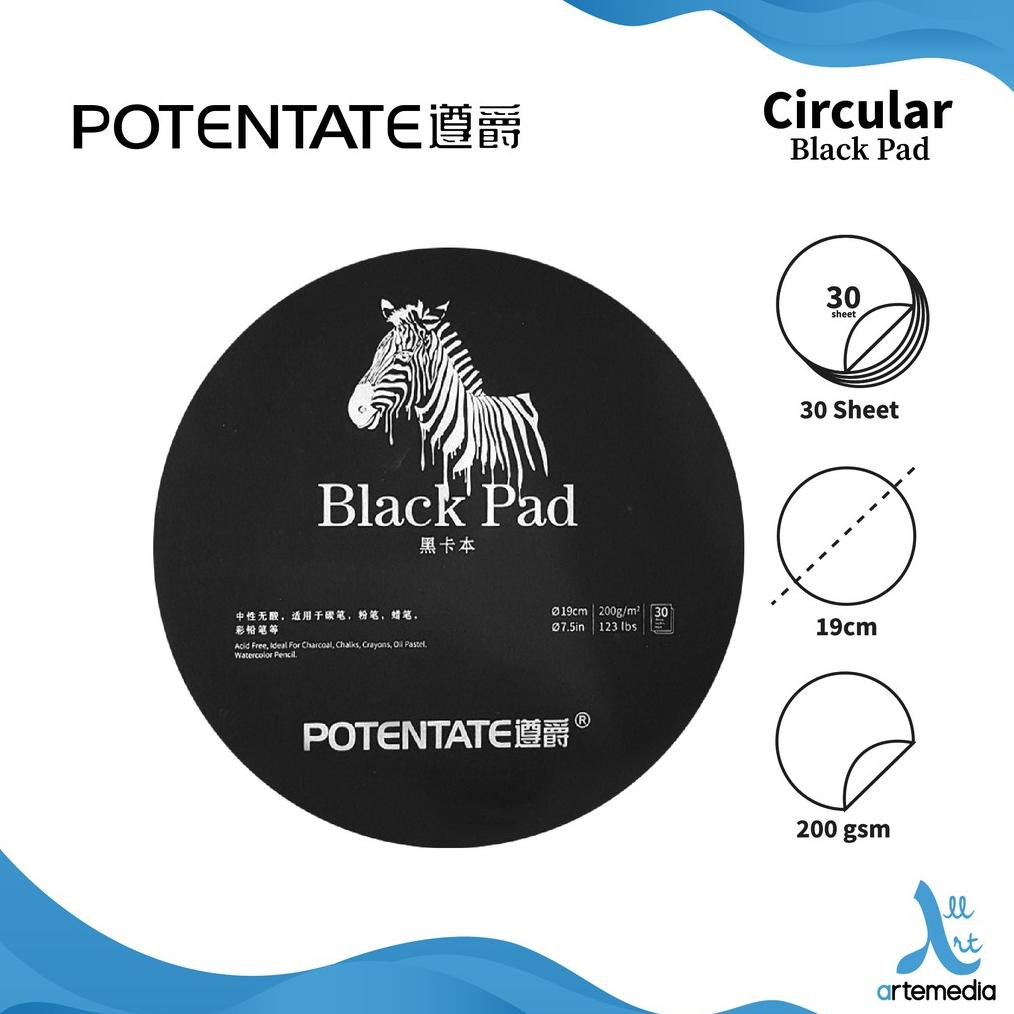 

Kertas Gambar Potentate 19cm Black Paper Circle Drawing Pad