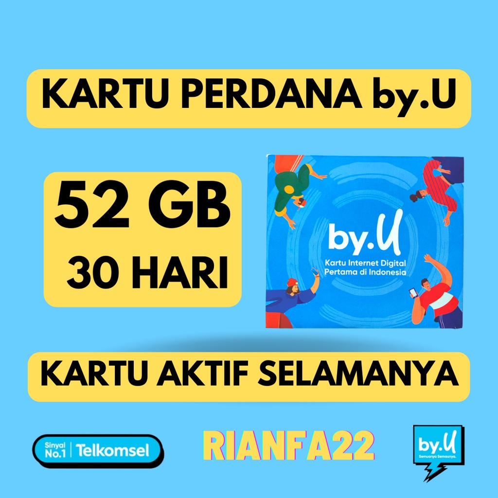 Kartu Perdana by.U byU by U Kuota 52 GB 30 HARI