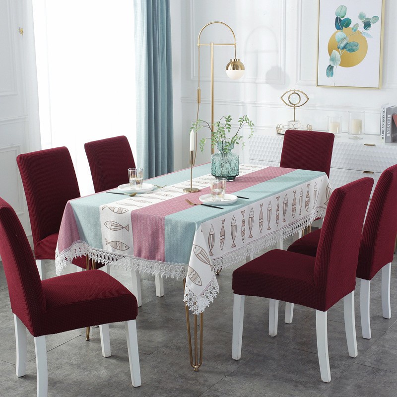 Nordic Table Cloth / Taplak Meja Makan Velvet Anti Panas Renda Tebal - Nordic SET