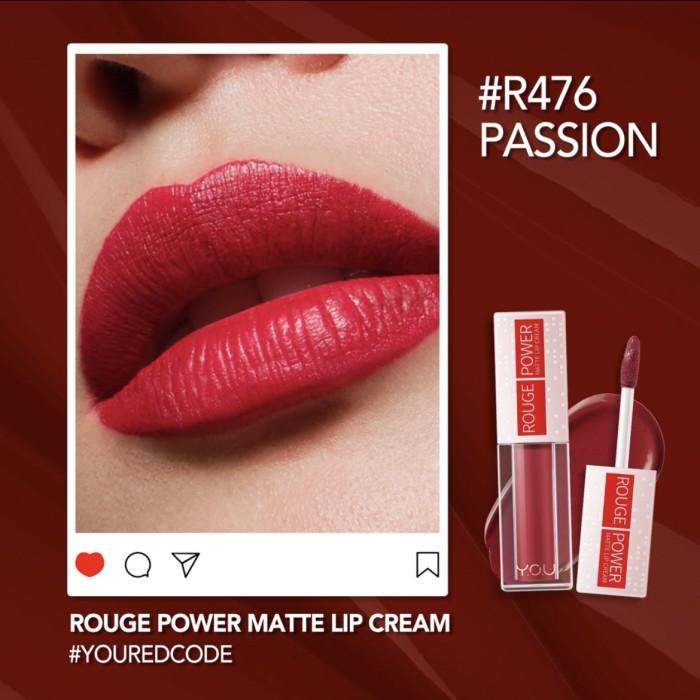 YOU Rouge Power Matte Lip Cream Lipstik [Matte Finish | Tahan Lama