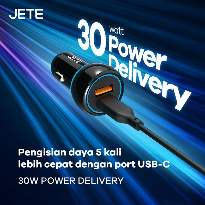 Car Charger Fast Charging 48W 2 Output with PD JETE J6 - Garansi 2 Tahun