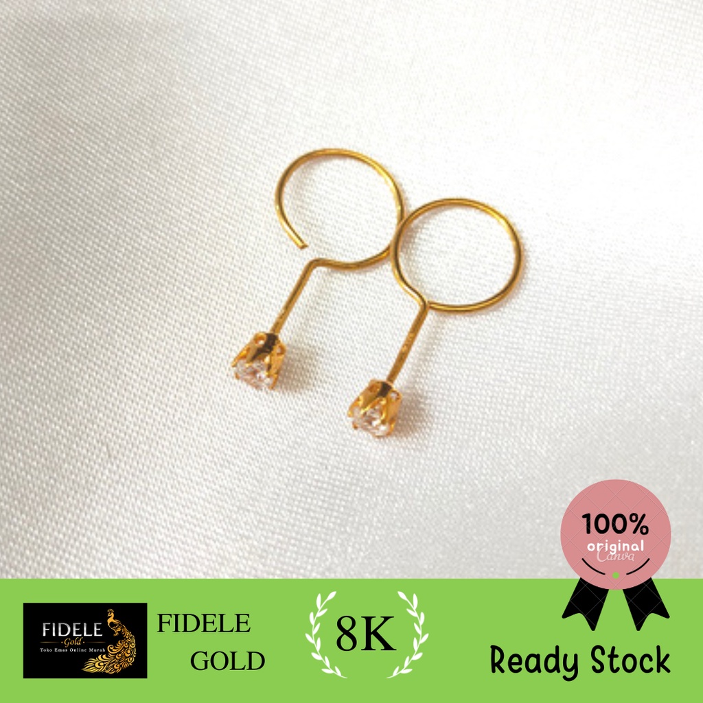 Anting tauge Anting Cambah Anting Bayi Emas Asli 8K kado bayi