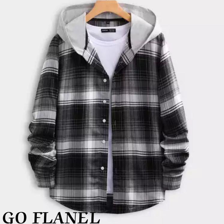 ☎ KEMEJA FLANEL HOODIE PANJANG - KEMEJA HOODIE PREMIUM PANJANG PRIA - HOODIE KEMEJA BERTUDUNG FLANEL