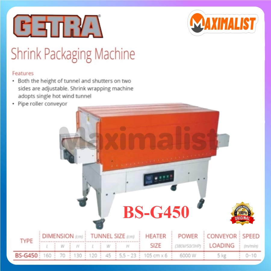 Getra BS-G450 Shrink Packaging Machine / Mesin Penyusut Plastik / Mesin Shrink Packaging Penyusut Pl