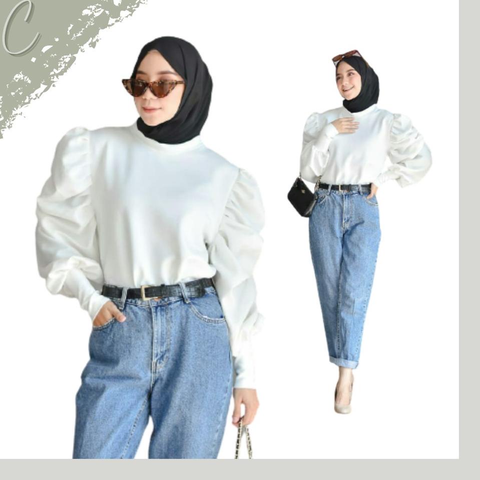 [ART. 8124 Atasan Wanita Terbaru Melva Blouse, Blouse Wanita Lengan Balon, Bluse Inner Kekinian Term