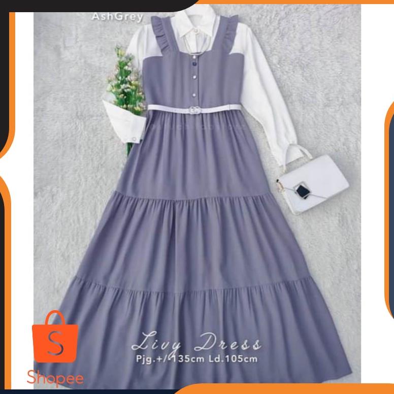 PROMO Grosir Gamis terbaru 2021 termurah / LIVY DRESS / Gamis remaja dewasa kekinian korean style / 