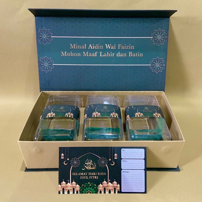 

Kotak Idul Fitri Hard Box Parcel Kue Kering Lebaran Isi 3 Toples 350Gr 038
