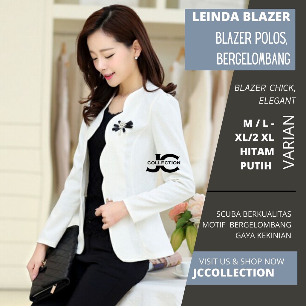 Blazer Wanita Korea Kerja Wanita Big Size Outer Blazer Wanita Polos XL Leinda - JCCollections