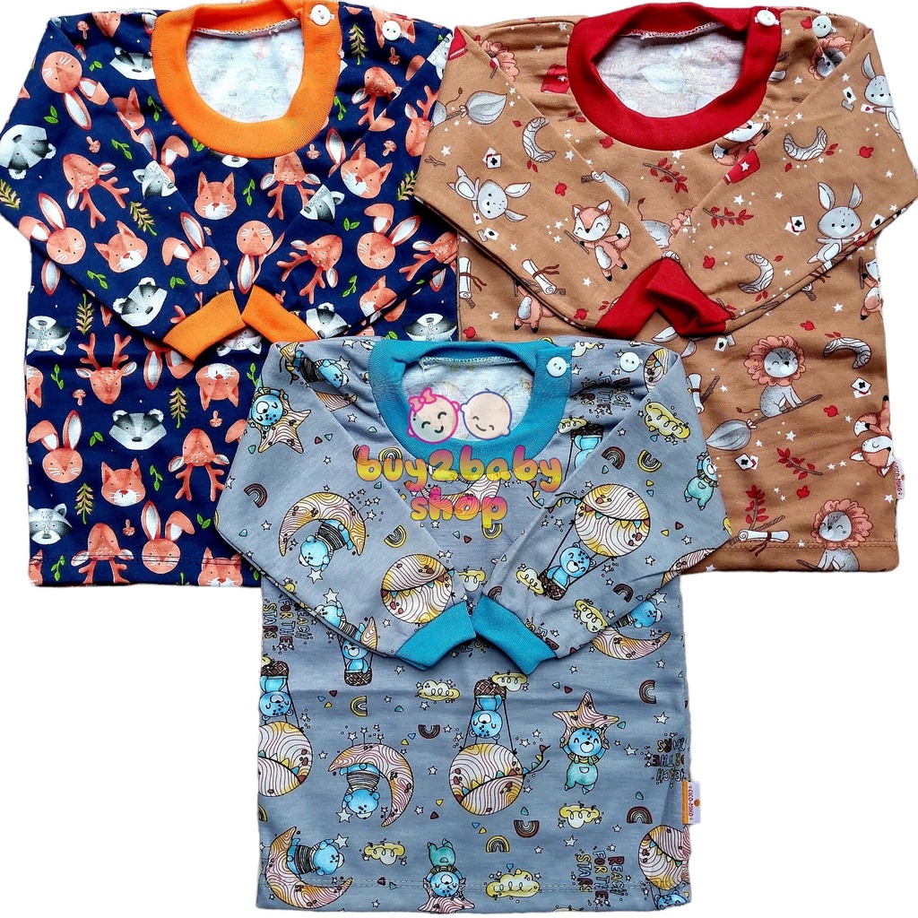 Kaos lengan panjang bayi Cico Miko Happy Jungle Series 0-12 Bulan 3 PCS