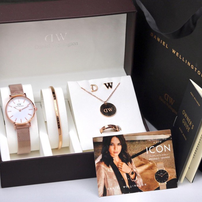 Jam Tangan Wanita DW Daniel Wellington Tali Rantai Magnet Paket O.R.I - Gambar 1 G6L7
