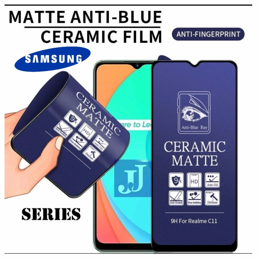 Tempered glass Ceramic Blue SAMSUNG A Series/cbsa/Anti Minyak Pelindung Protector Cover Layar Screen Handphone Kamera