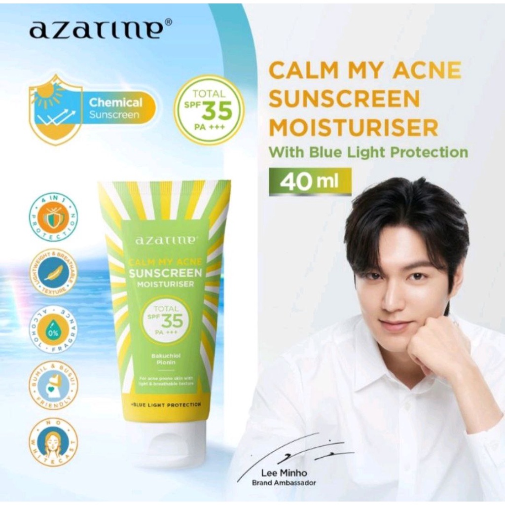 AZARIN SUNSCREEN CALM MY FACE CICAMIDE SUNBLOCK WAJAH SPF35 40 GRAM