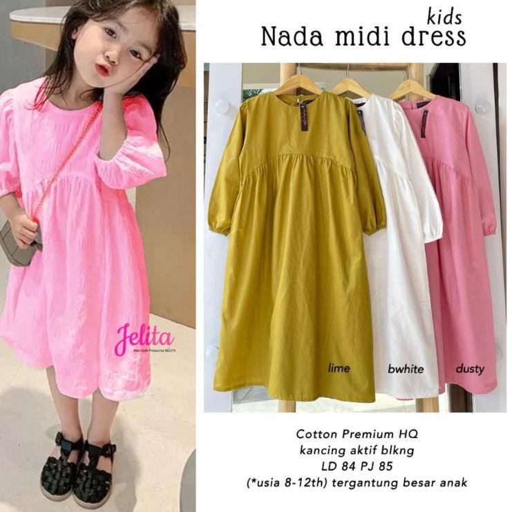 NADA MIDI DRESS KIDS(BAJU ANAK KATUN/MIDI DRESS ANAK TERMURAH) –PAL.07Ma23ᴰ