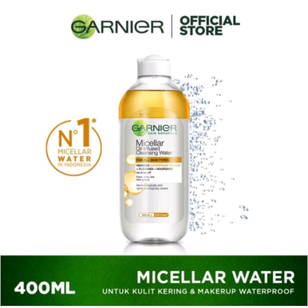 GARNIER MICELLAR BIPHASE OIL CLEANSING WATER PEMBERSIH MAKE UP 400ML