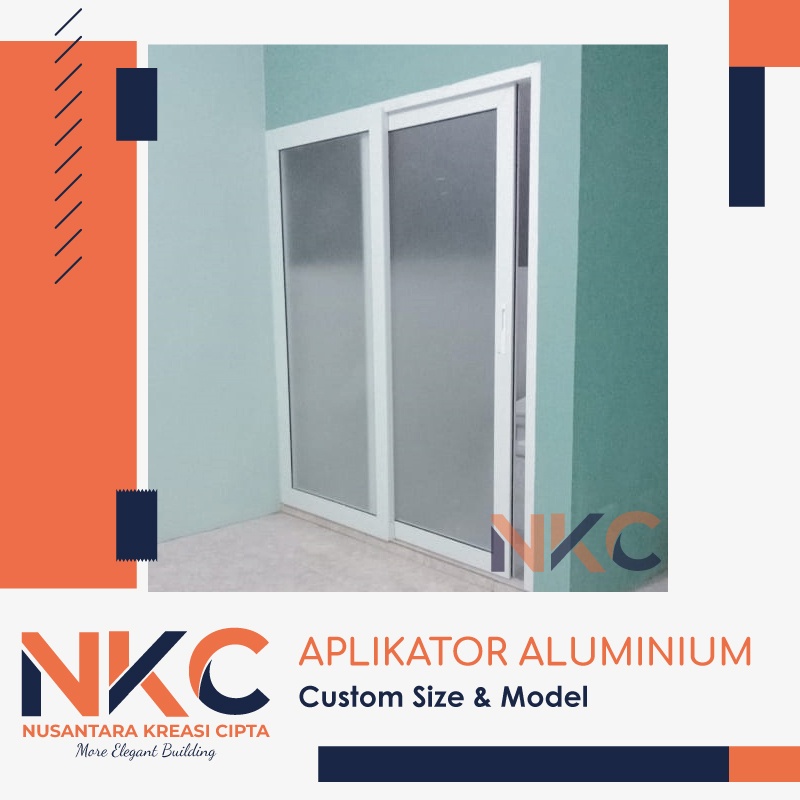 PINTU ALUMINIUM KACA SLIDING 2 DAUN GESER UKURAN L140XT200 CUSTOM MODEL, WARNA DAN UKURAN DI KERJKAN