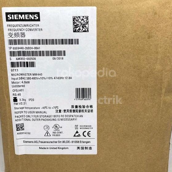 Siemens 6Se6440-2Ud24-0Ba1 Inverter 380V 4.0Kw Micromaster 440 Debezzz