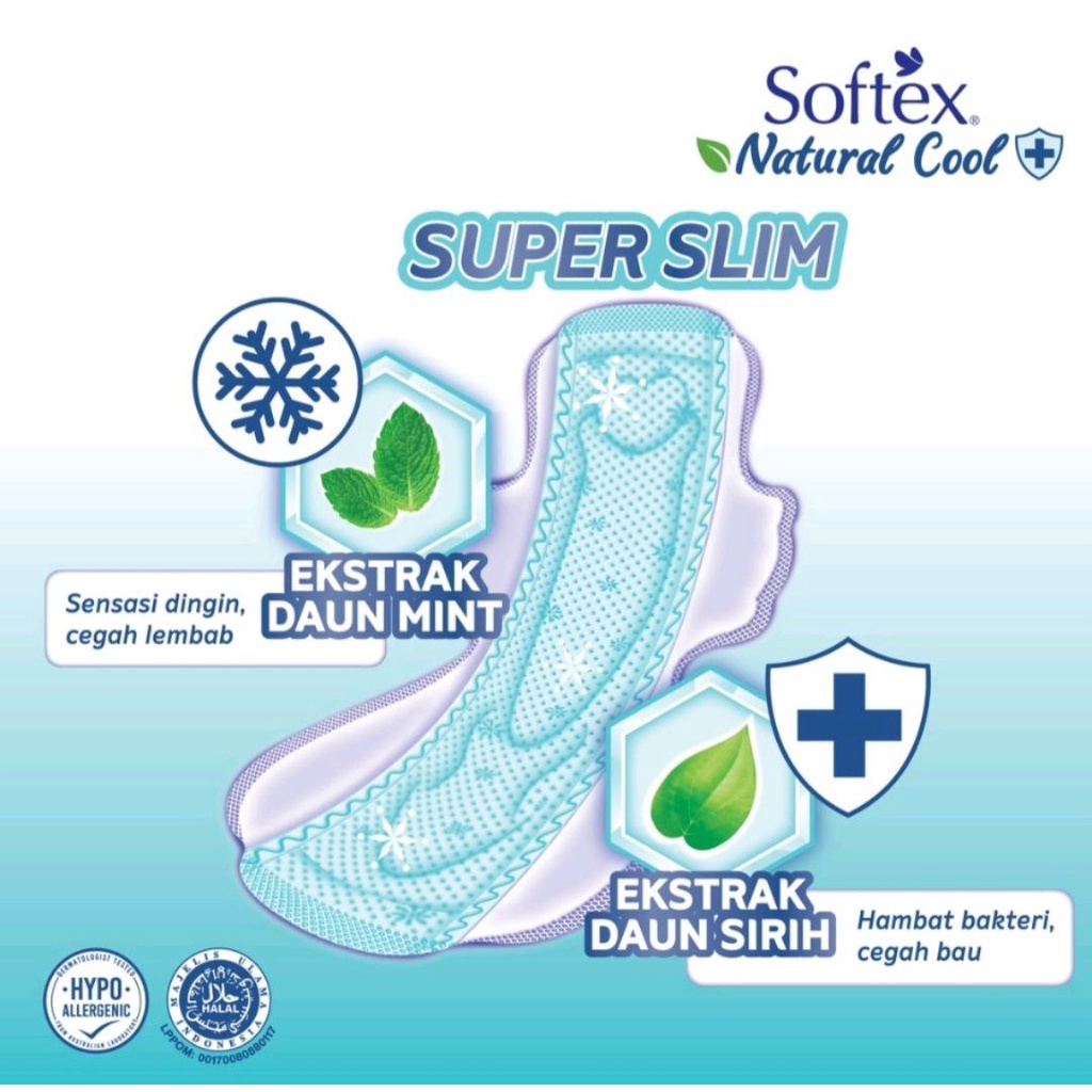 SOFTEX NATURAL COOL SUPER SLIM PEMBALUT PRODUK KEWANITAAN 36CM ISI 8