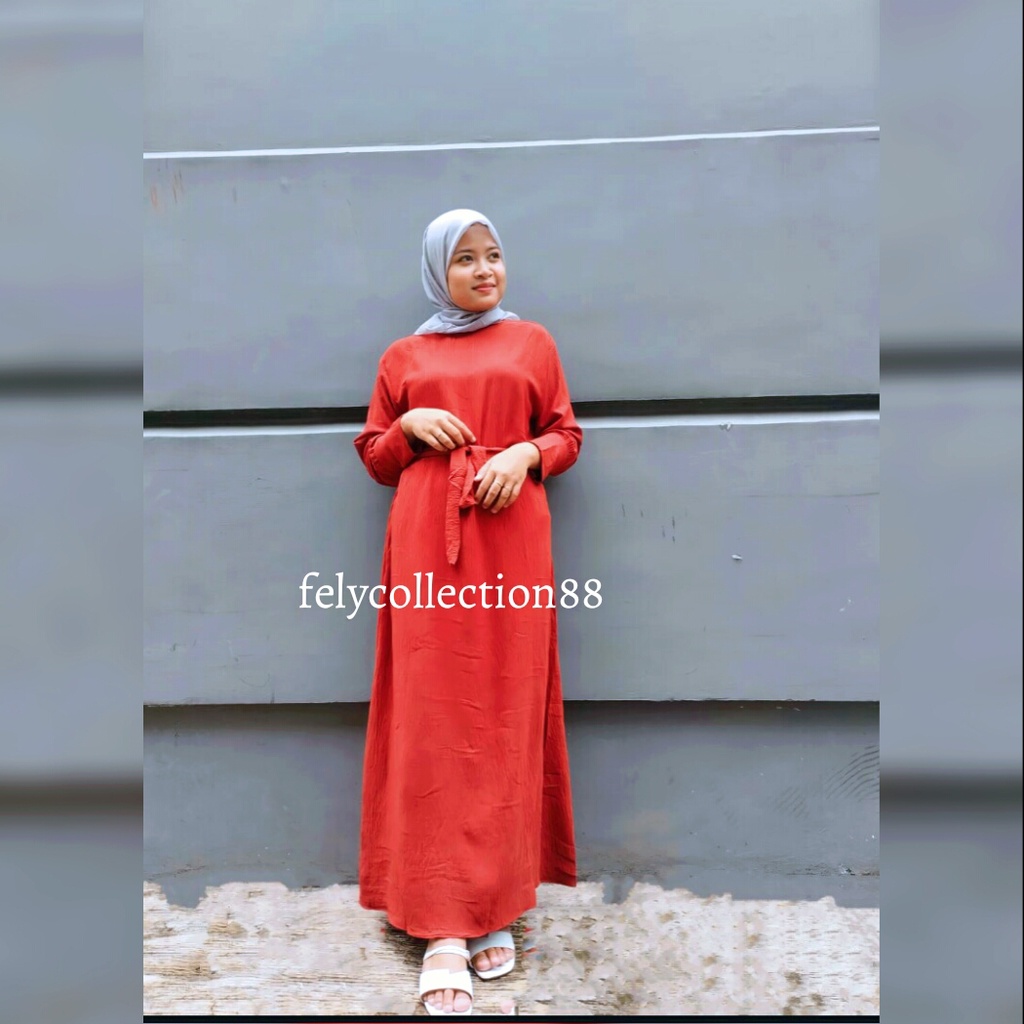 ELIF DRESS WANITA MUSLIM CRINKLE AIRFLOW || DRESS WANITA MUSLIM LENGAN BALON