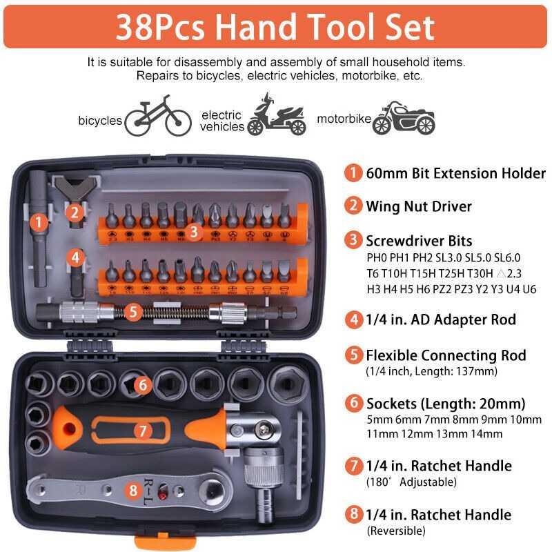 Set Kunci Ratchet Screwdriver Household Repair Tools 38in1 - 2880A - Gray/Orange