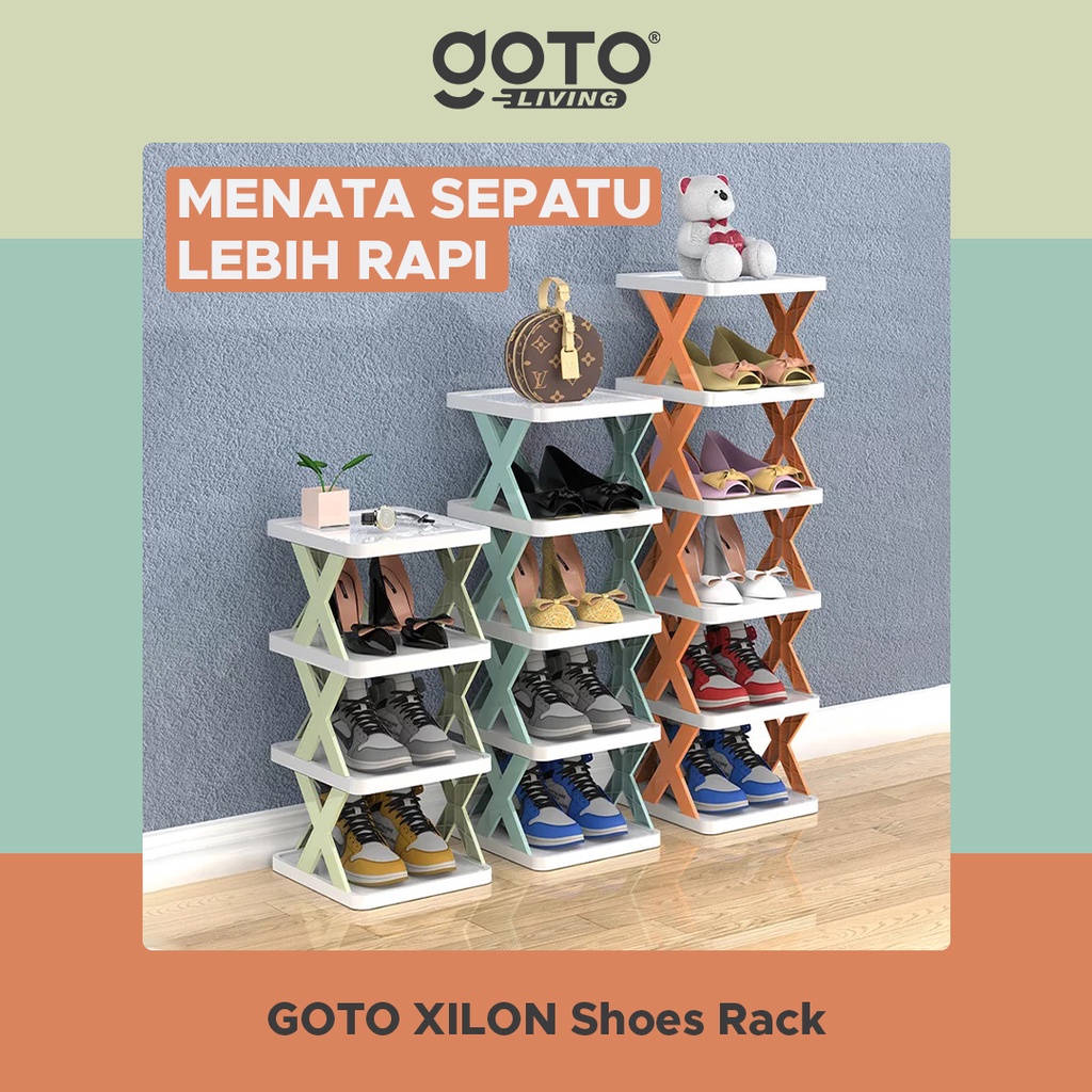 Goto Xilon Shoe Rack Rak Sepatu Sandal Susun Tingkat Plastik Aesthetic
