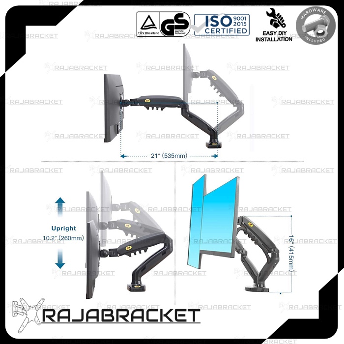 Bracket Monitor 17 - 27 inch, Full Motions Dual Arm Monitor Desk Mount NB F160 New