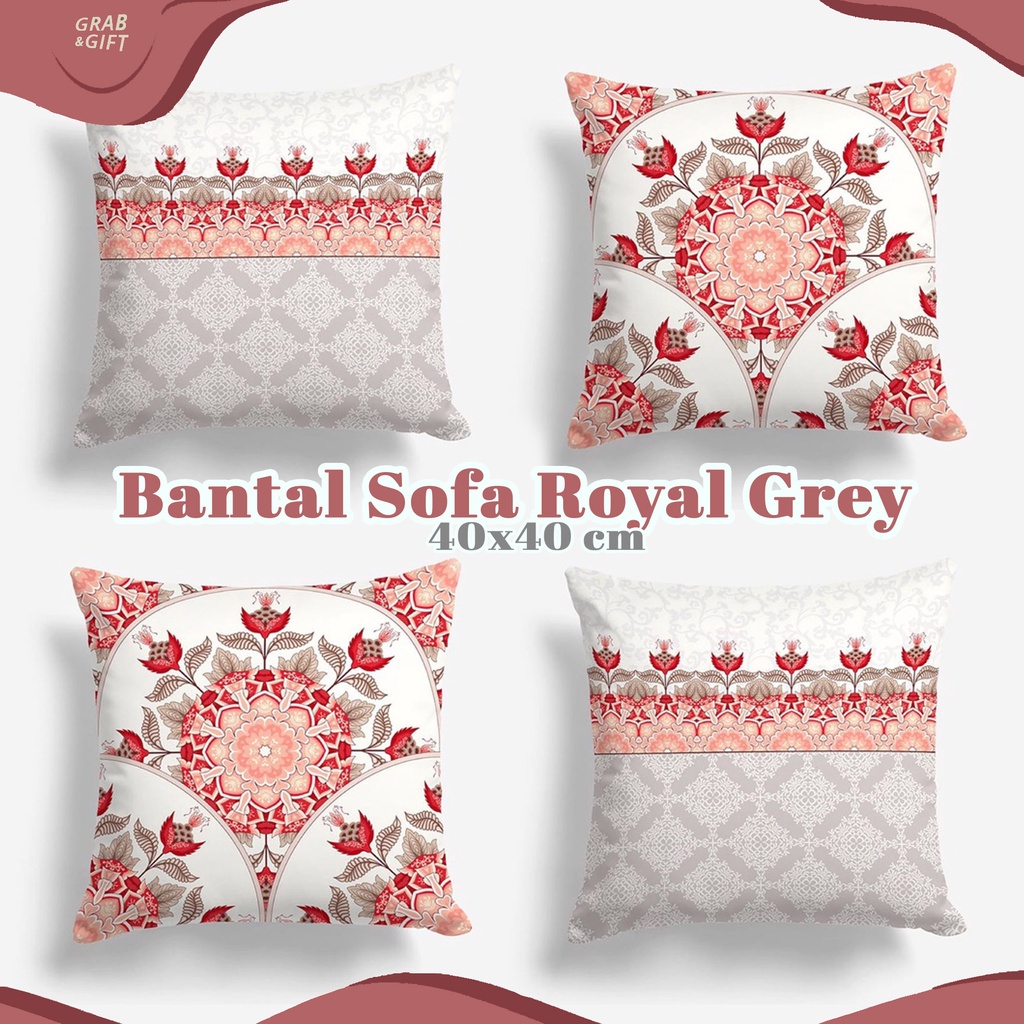 Bantal Sofa Print 40x40 cm Motif Classic Coral Grey Pink Cushion Pillow Grabandgift