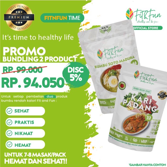 

[Bisa COD] PROMO FIT AND FUN BUMBU MASAK DIET SEHAT BUNDLING 2 PRODUCT