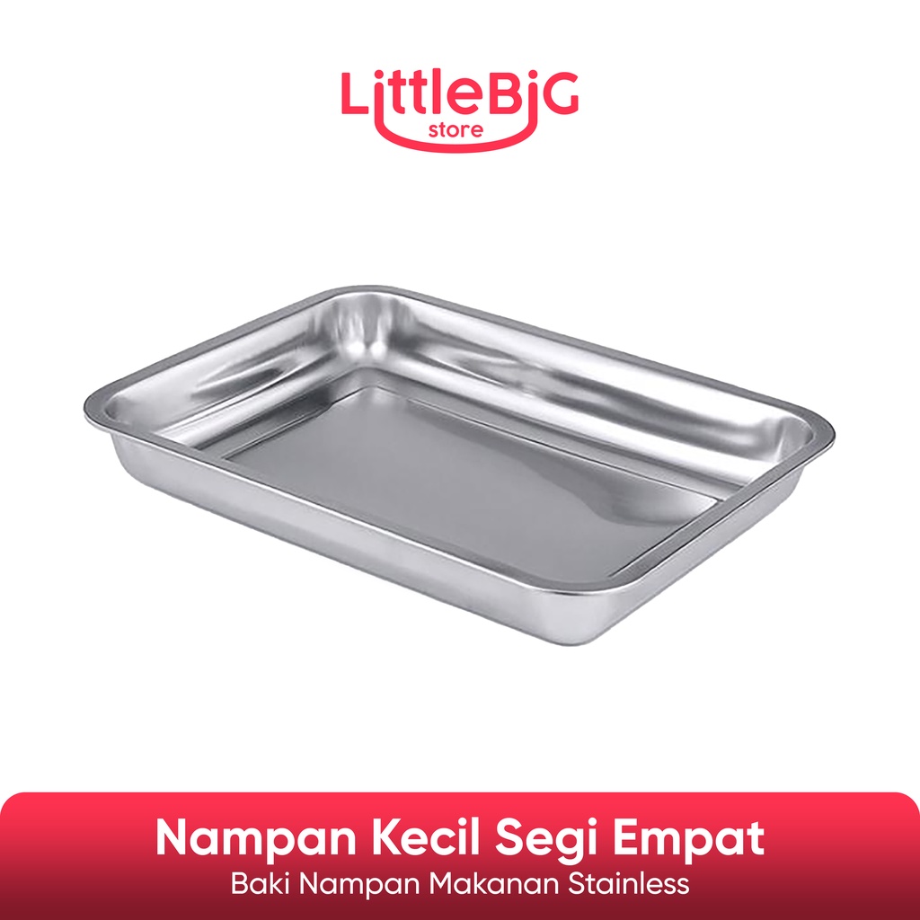 Nampan Makanan Segi Empat Baki Kotak Ukuran Kecil Stainless Steel