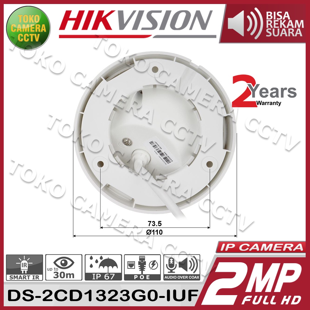 IP CAMERA 2MP HIKVISION DS-2CD1323G0-IUF BUILD IN MIC AUDIO