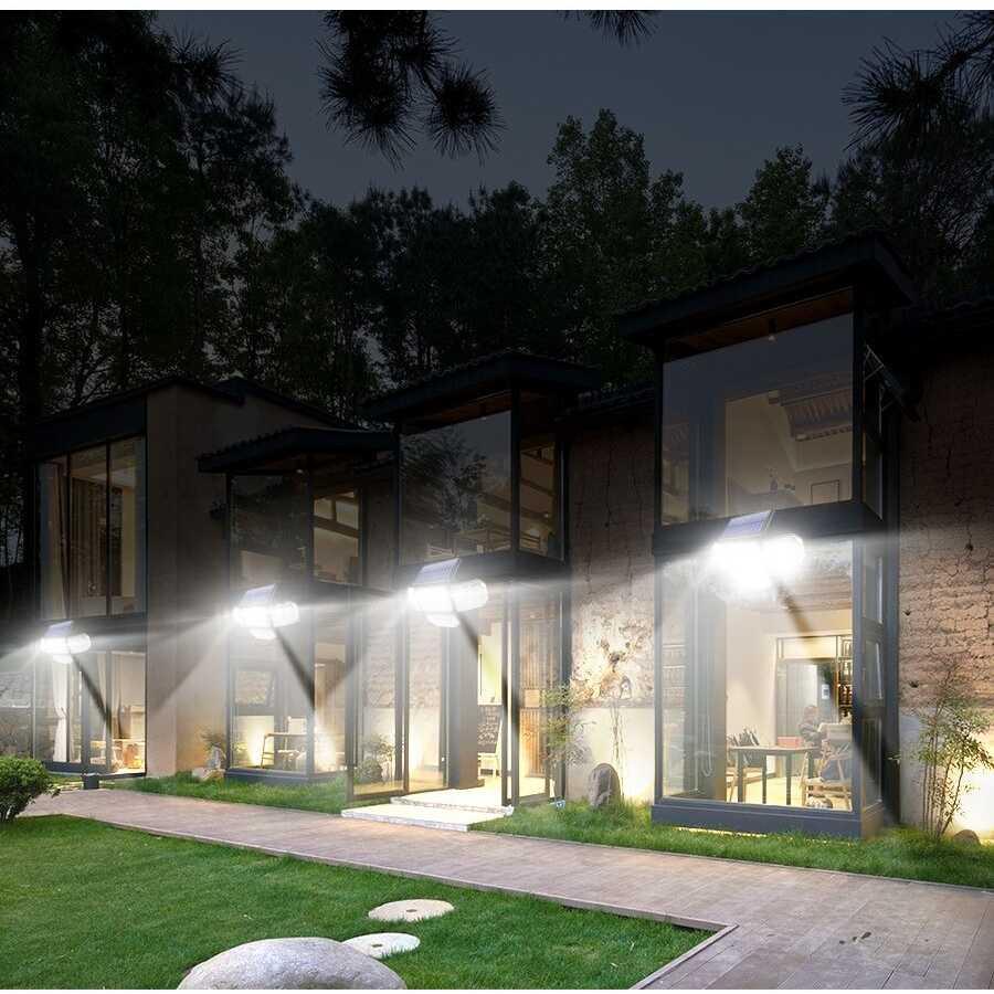 Lampu Dinding Solar PIR Sensor Waterproof 182 LED Cool White - RCN182 - Black