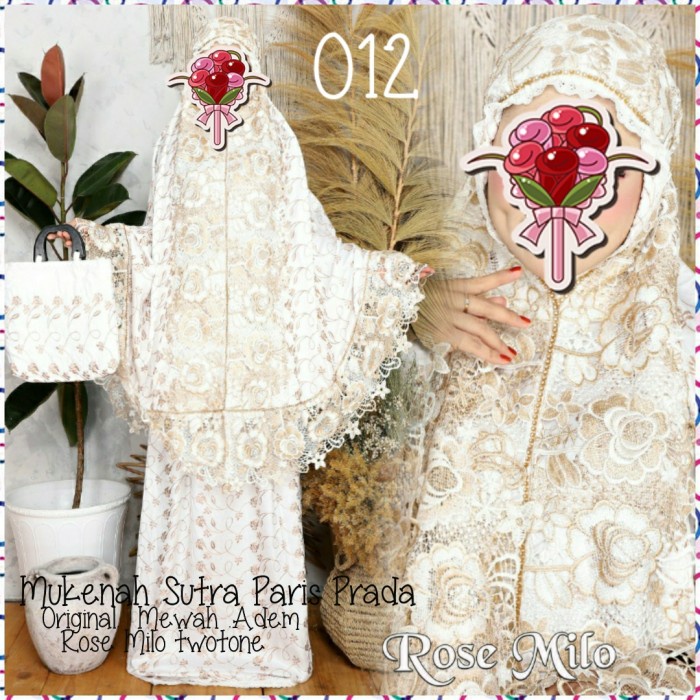 Mukenah sutra paris renda mawar Swarovski(mewah.elegant)+tas