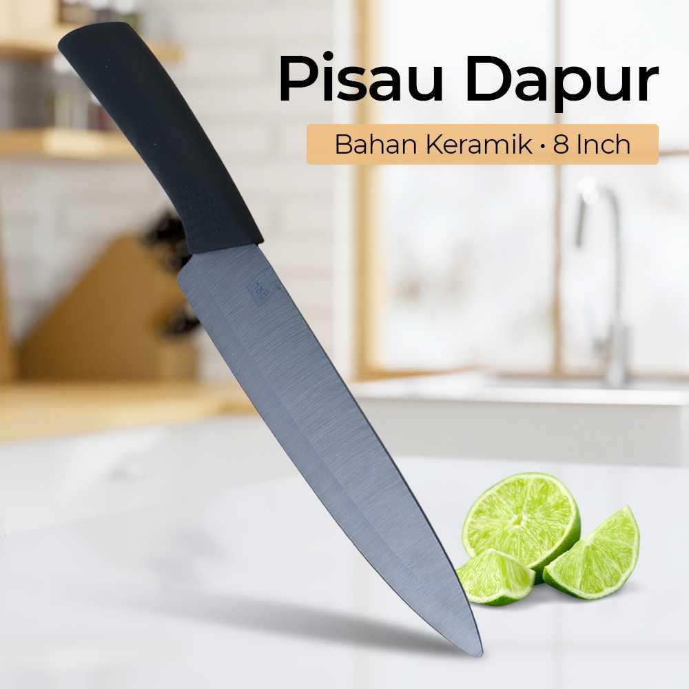 Huohou Pisau Dapur Kitchen Knife Bahan Keramik 8 Inch - HU0011 - Black