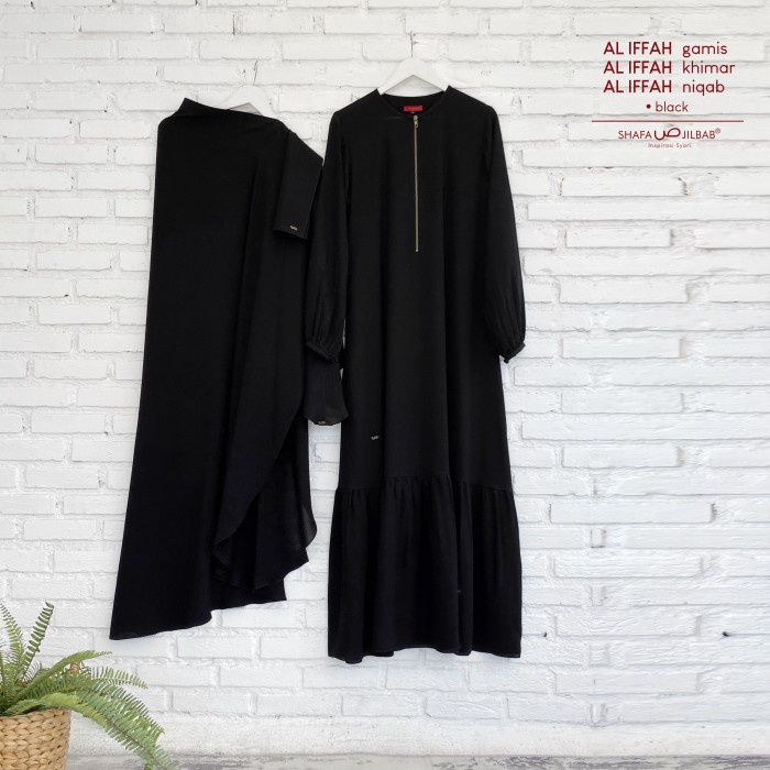 AL IFFAH JETBLACK - GAMIS & KHIMAR JETBLACK - SHAFA JILBAB #AYRANASHWA
