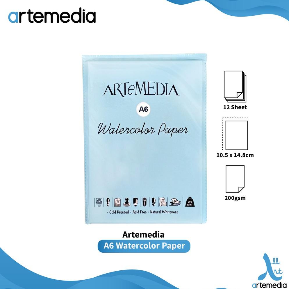 Kertas Cat Air Artemedia A6 Watercolor Paper Sheet
