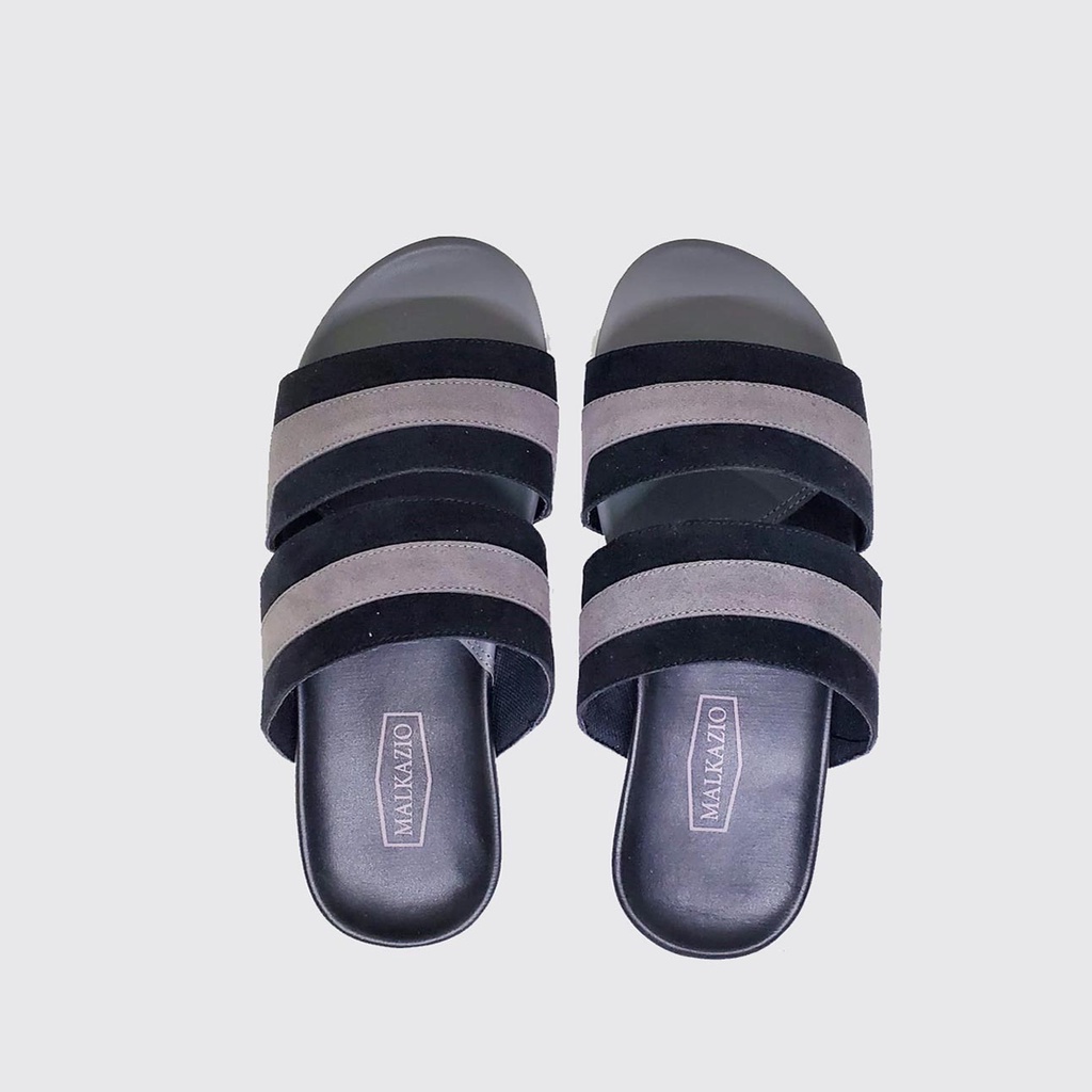 ALZELVIN X ZAGIB | Sandal Pria Black Grey Flat Big Size Sendal Slide Casual Cowok Ukuran Jumbo 43-47