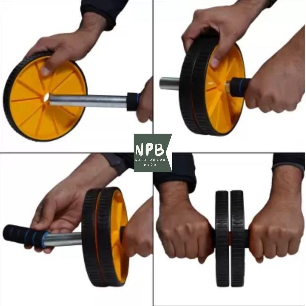 AB Roller Double Wheel Abdominal Alat Gym - Double Roller Workout