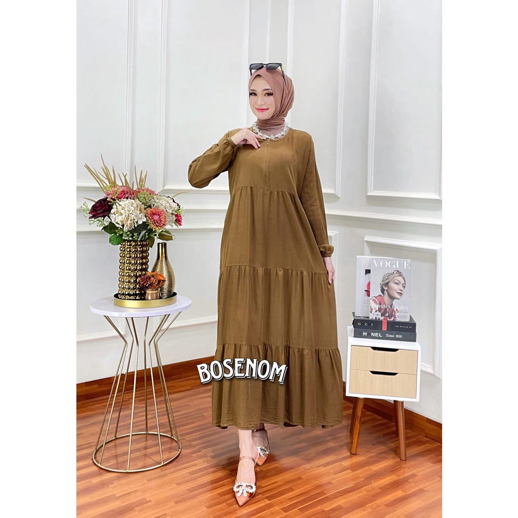 HANUM DRESS PREMIUM/ DRESS POLOS KATUN RAYON/ DRESS BUSUI / GAMIS POLOS WANITA/ HOMEY DRESS