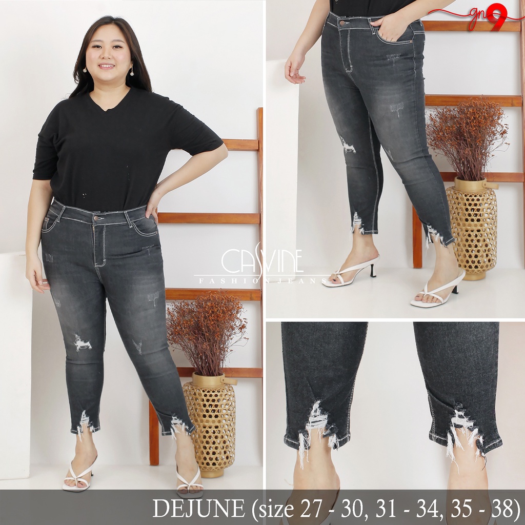 CASVINEJEANS | Celana Jeans Wanita Dejune Bigsize Jumbo Sobek Ripped Mom Jeans