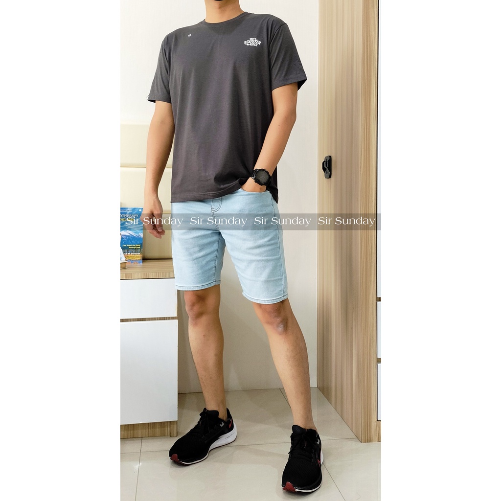 SIR SUNDAY Kaos Pria Leher Oblong Katun Combed Cowok Lengan Pendek Ukuran L , XL
