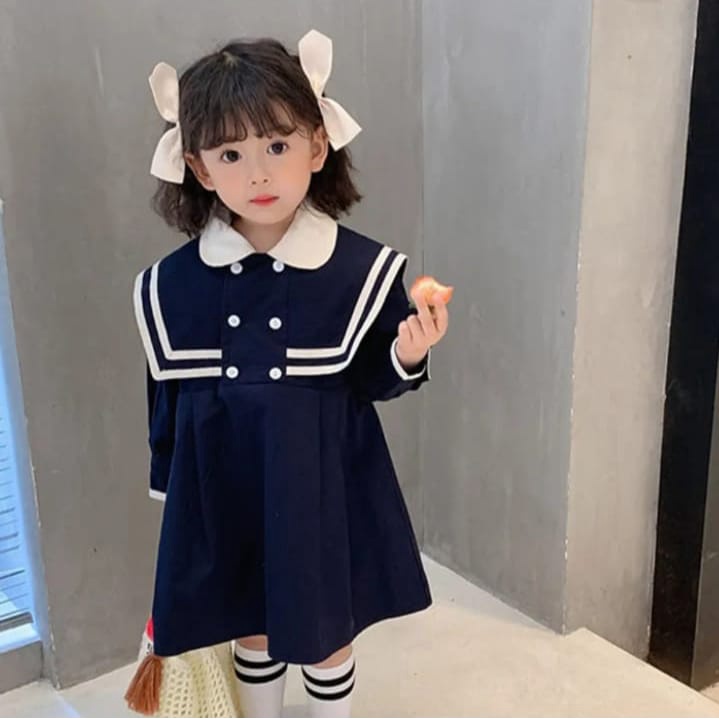 QFS - DRESS KIDS TIARA NAVY / UMUR-3-8 TH / TIARA KIDS / MODEL KOREAN LOOK / TERBARU / TERPOPULER