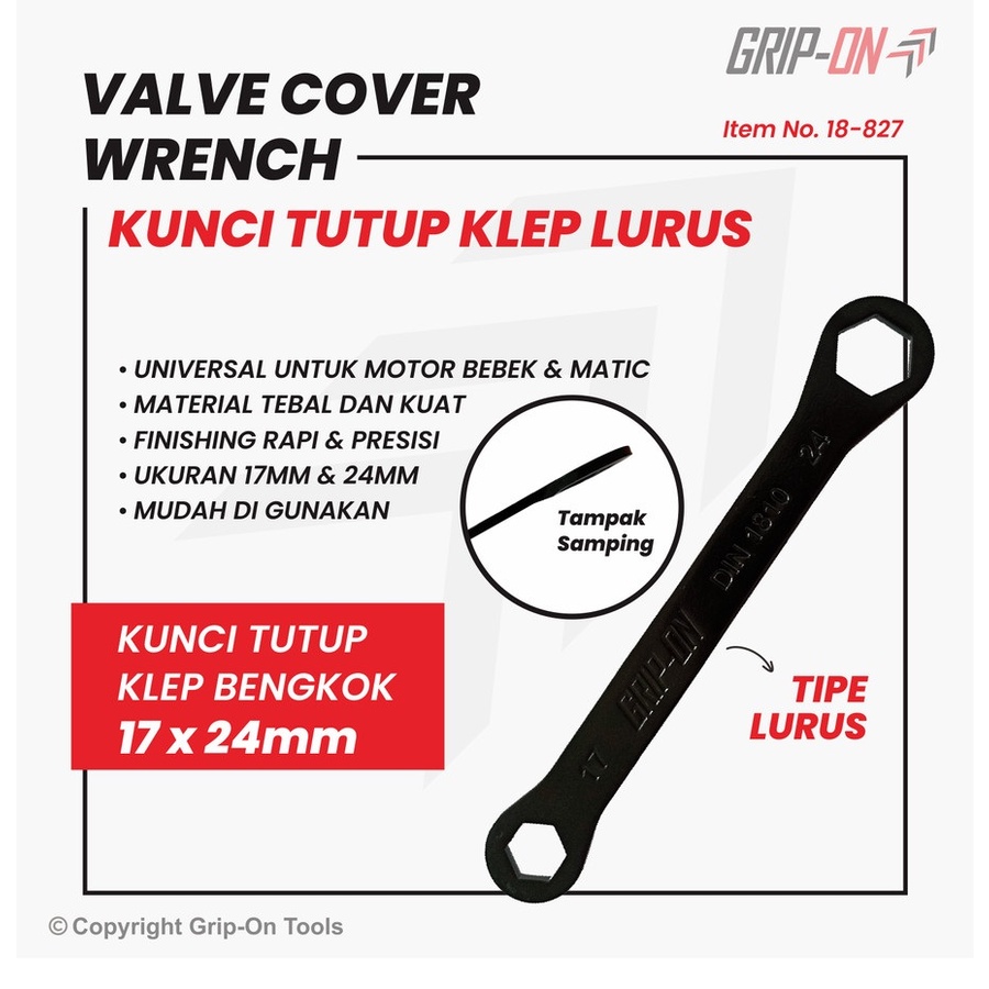 Grip On Kunci Tutup Klep Motor Lurus  17 - 24 mm Valve Cover Wrench 18-827