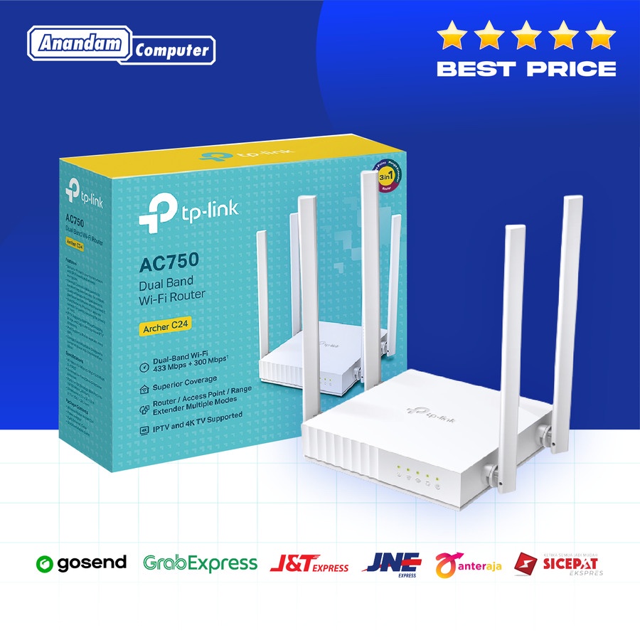 TPLink Archer C24 AC750 750 750mbps 5ghz + 2.4ghz Wi-Fi Router TP-Link