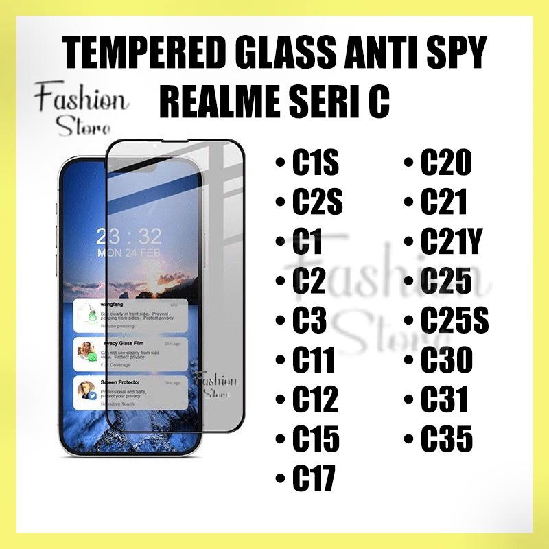FS-TEMPERED GLASS CERAMIC SPY ANTIGORES KACA KOMPATIBEL REALME SERI C C1S C2S C1 C2 C3 C11 C12 C15 C17 C20 C21 C21Y C25 C25S C39 C31 C35