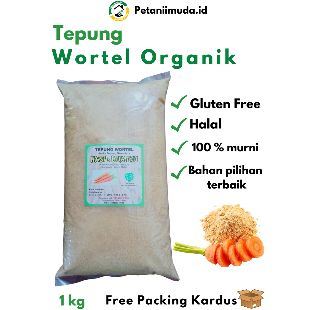 Tepung Wortel Organik kemasan 1 KG/Carrot Powder 1 KG/TEPUNG MPASI Wortel/Carrot Flour 1 KG/Bubuk Wo