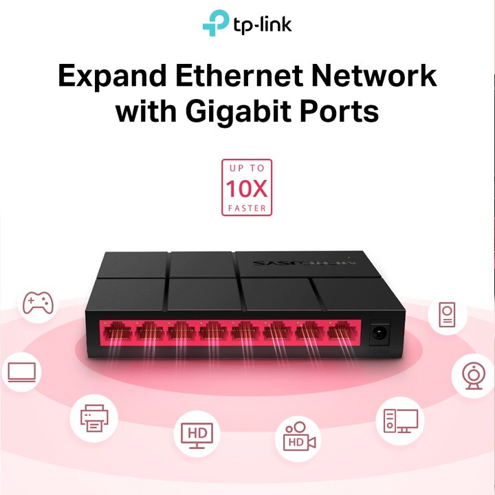 SWITCH HUB MERCUSYS  MS108G 8-PORT GIGABIT 10/100/1000Mbps