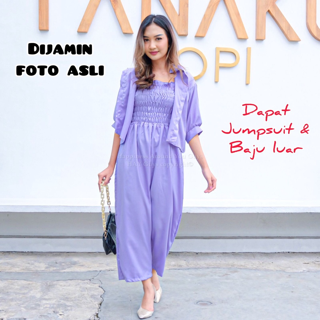 Baju Kodok Wanita Korea ( Dapat JUMPSUIT+BAJU LUAR ) DIJAMIN FOTO ASLI Baju Jumpsuit Wanita Jumpsuit